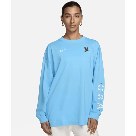 Nike Tops - Sz‎ Large WMNS NIKE USA Essentials Long Sleeve Top Baltic Blue FN0974 416 - New